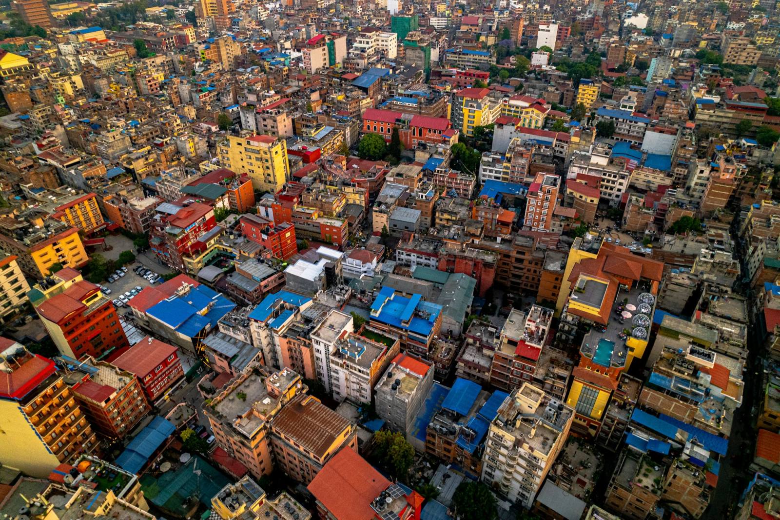 Aerial view of homes in Kathmandu